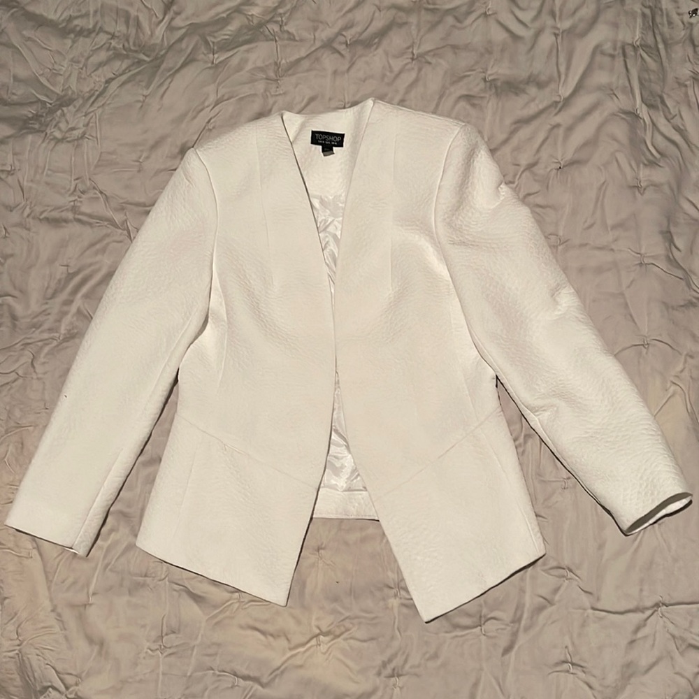 Topshop women’s white textured asymmetrical blazer
